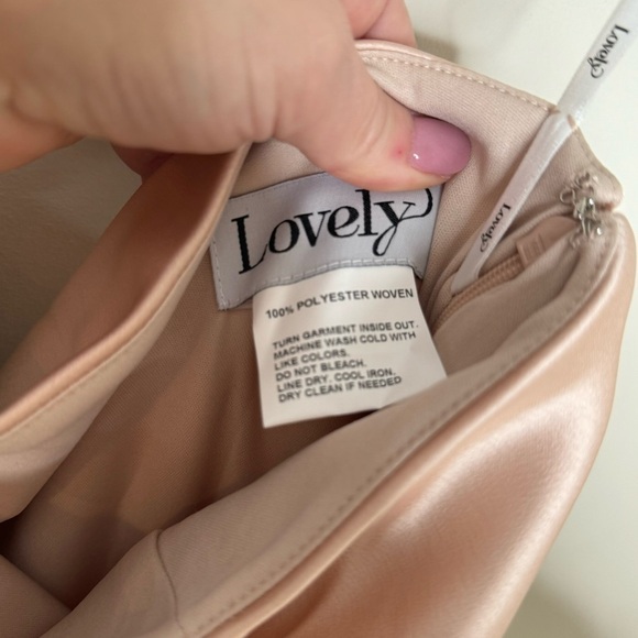 NWT LOVELY Desert Rose Shirred One-Shoulder Satin Trumpet Dress Maddie Size 6 - Picture 6 of 7